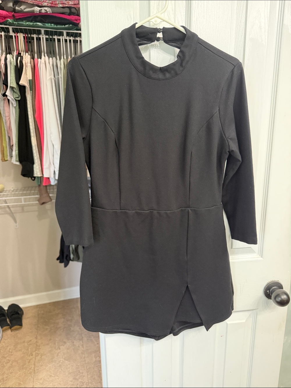 Lulu's Black Long-Sleeve Mock Neck Romper